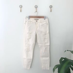 JOES distressed white denim jeans holes mid 28